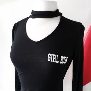 G Mini Mock Neck “Girl Boss” Tee